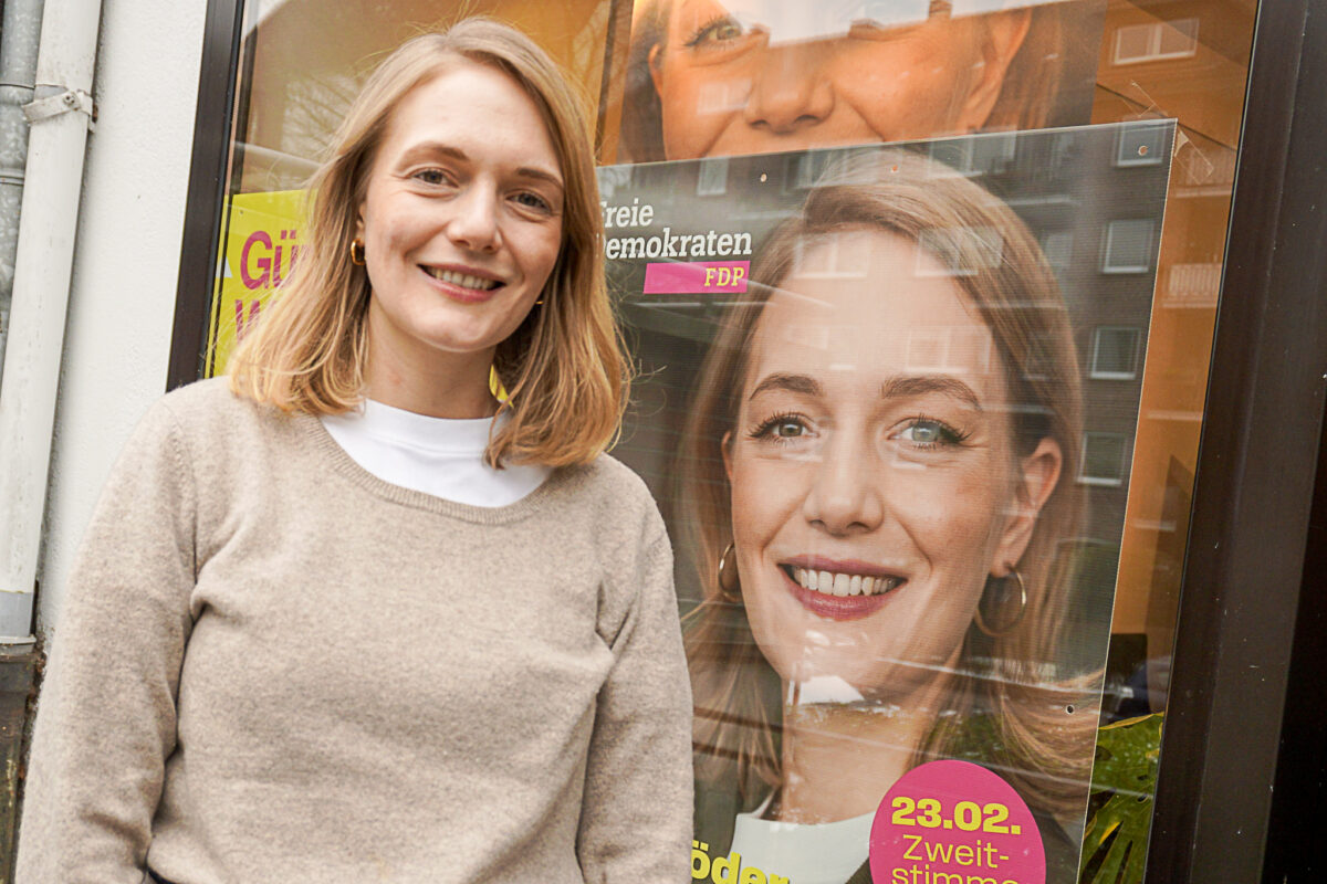 Ria Schröder tritt im Wahlkreis Eimsbüttel als Direktkandidatin für die FDP an. Foto: Frieda Stadtlander