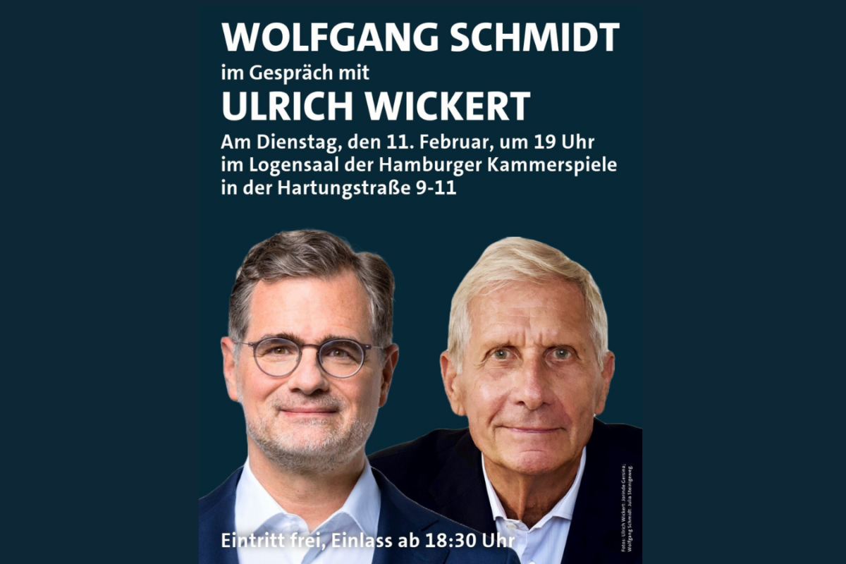 Am 11.02. führt Wolfgang Schmidt (SPD) ab 19 Uhr im Logensaal der Hamburger Kammerspiele ein Gespräch mit Ulrich Wickert.